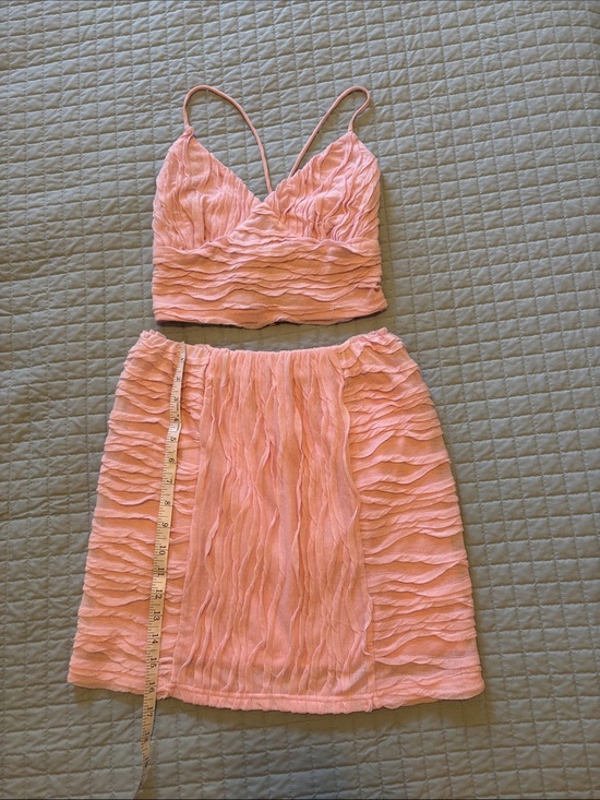 Lavish Dresses & Skirts - Lavish Pink Textured Crop Cami & Mini Skirt Set